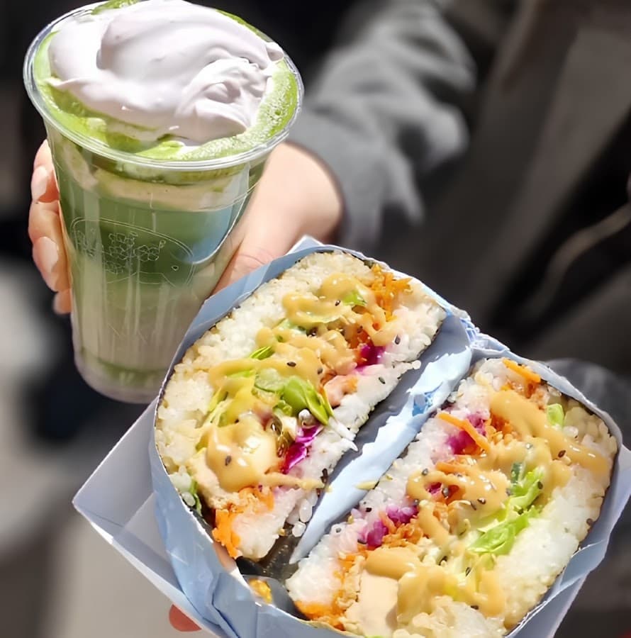 Bubble tea, Hanami Lunch - Onigirazu Ubé Matcha